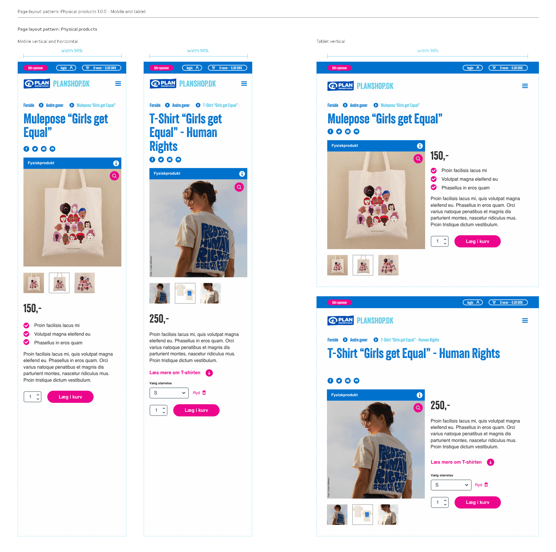 Physical products shown in mobile and tablet sizes